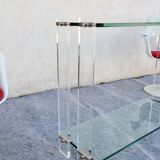 Console Design Marais International Glass and Plexiglas, circa 1980