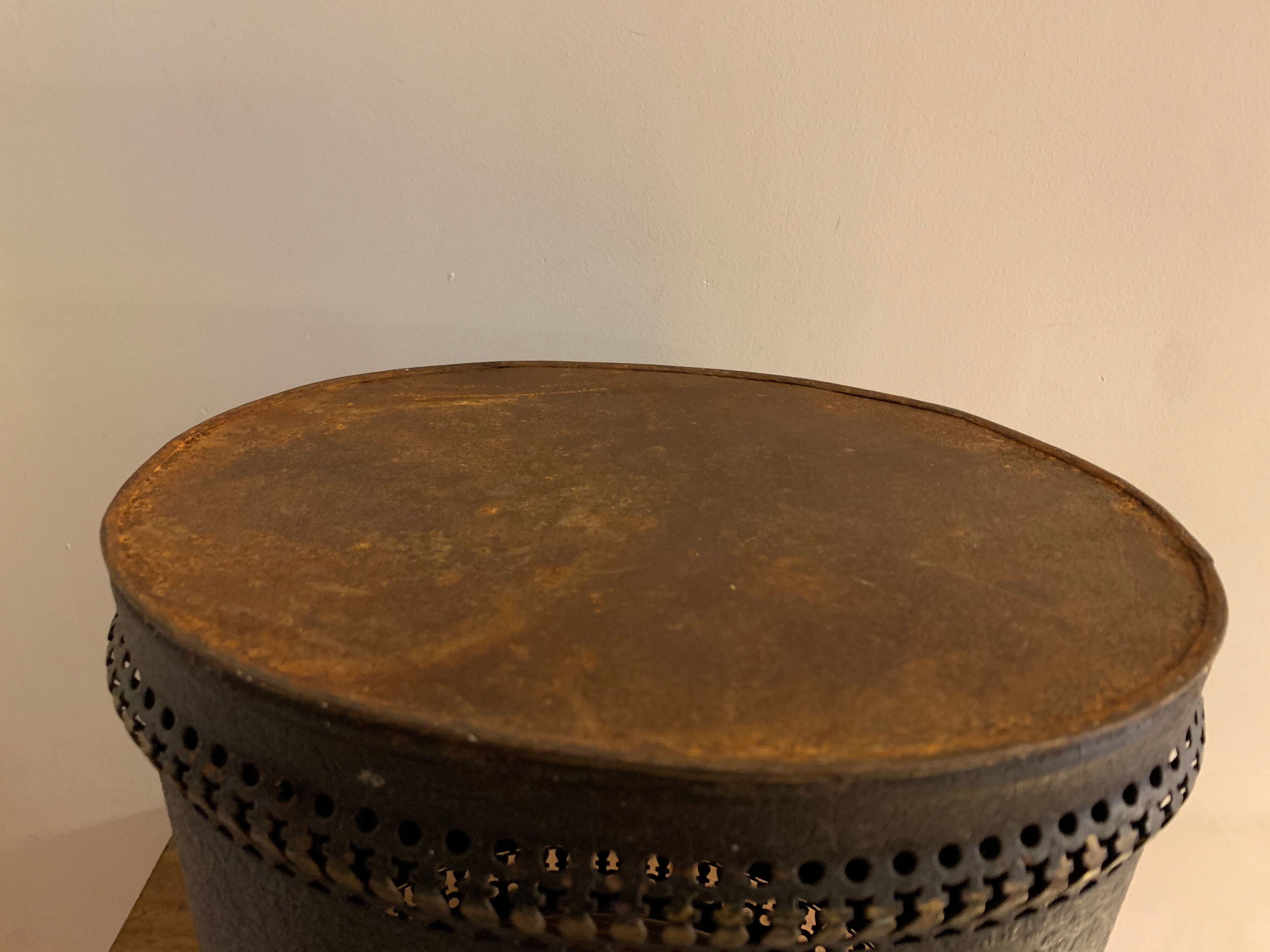 Napoleon III paper basket in leather imitation painted sheet metal