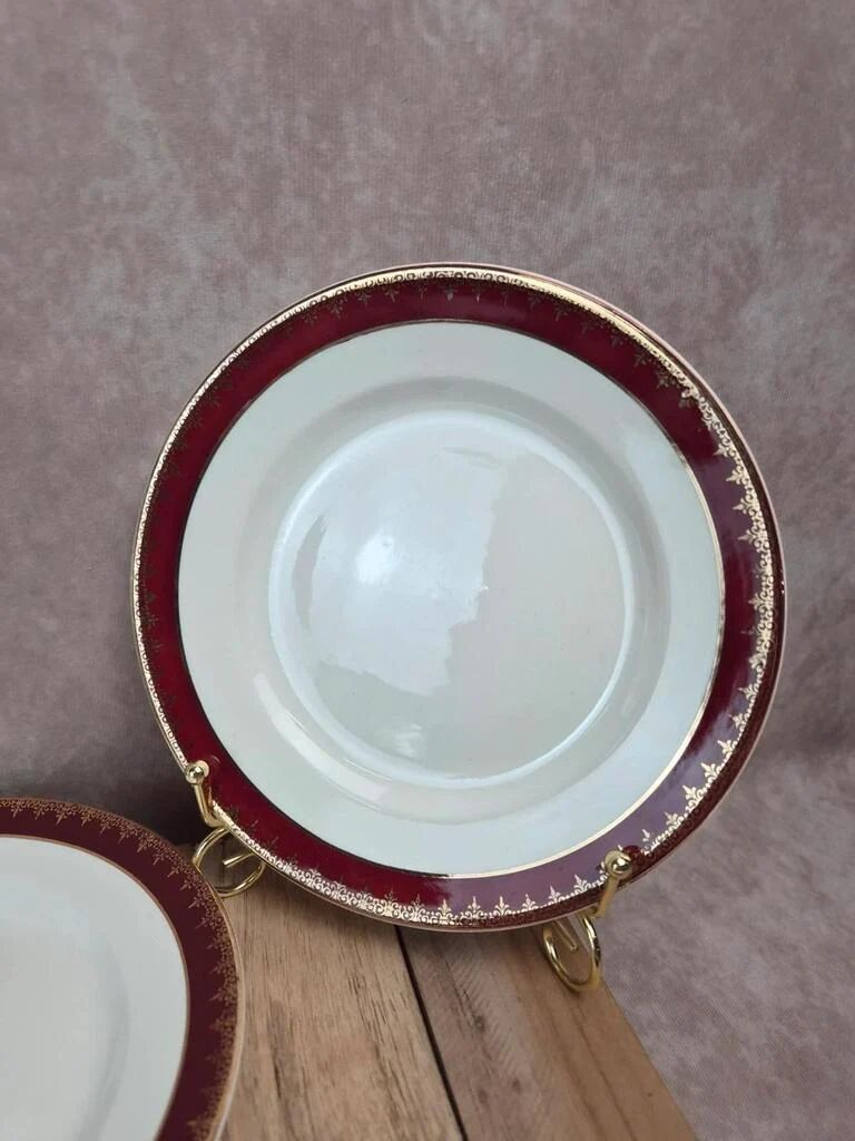 Lot de 12 assiettes à dessert Digoin Sarreguemines « rubis »