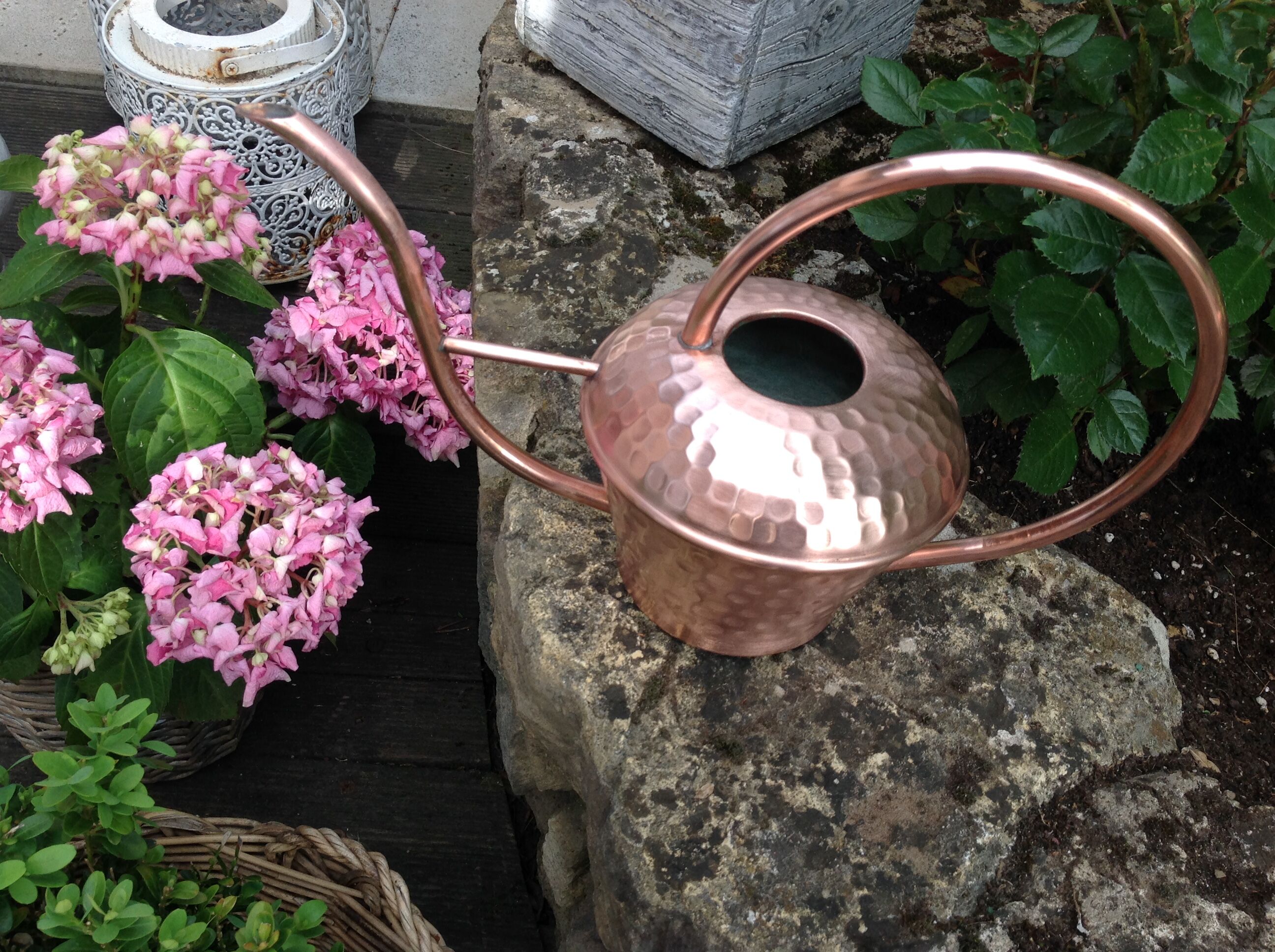 Arrosoir en cuivre brossé par Lecellier Villedieu vintage  années 60-70