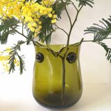 Zoomorphic pot "owl" blown glass