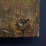 Oil on canvas by Michèle Culpo June 85 mountain landscape 20th century