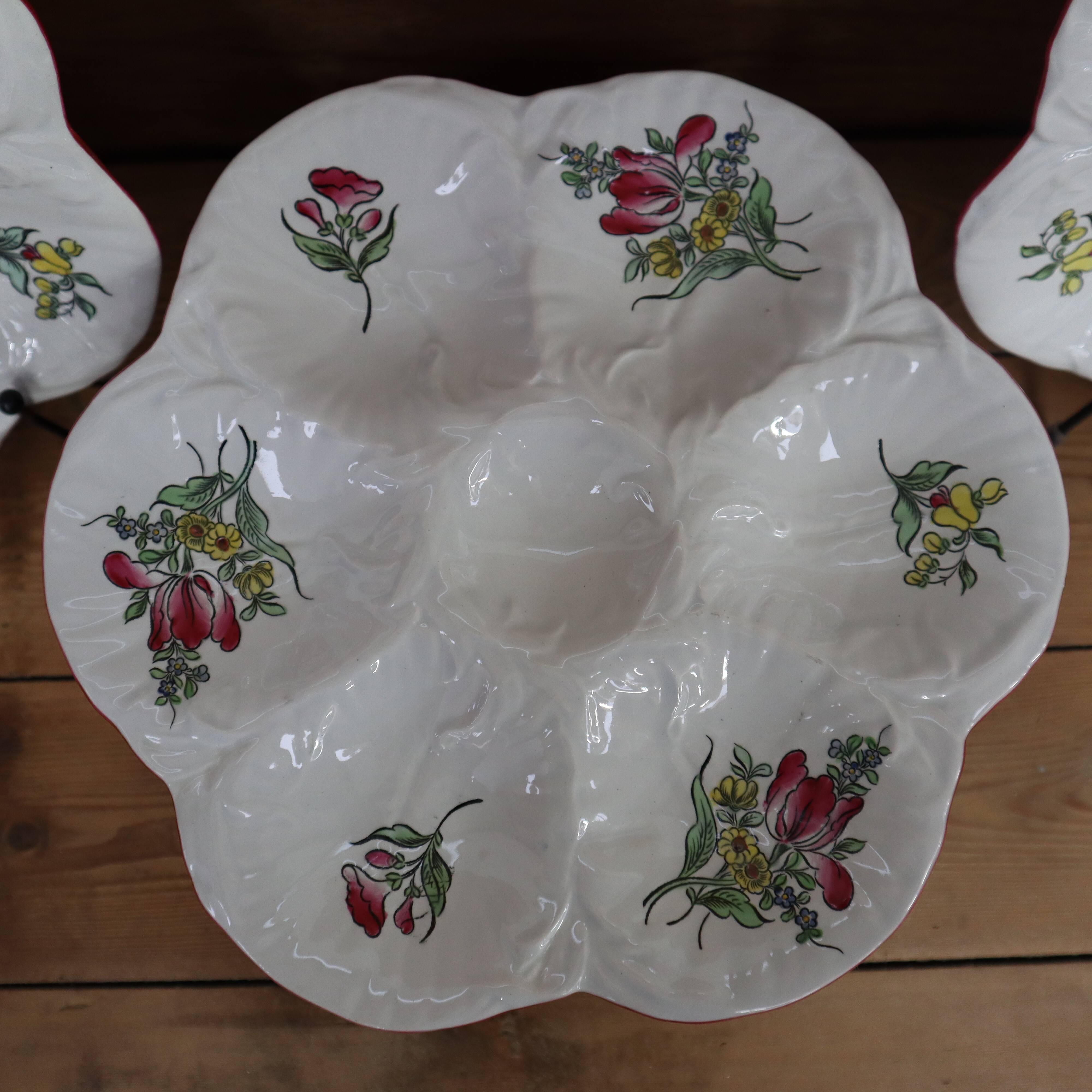 11 Assiettes à huitres/coquillages, modèle "Réverbère" Ket G Lunéville