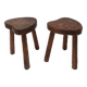 Pair of tripod stools in vintage 50s/60s brutalist elm.