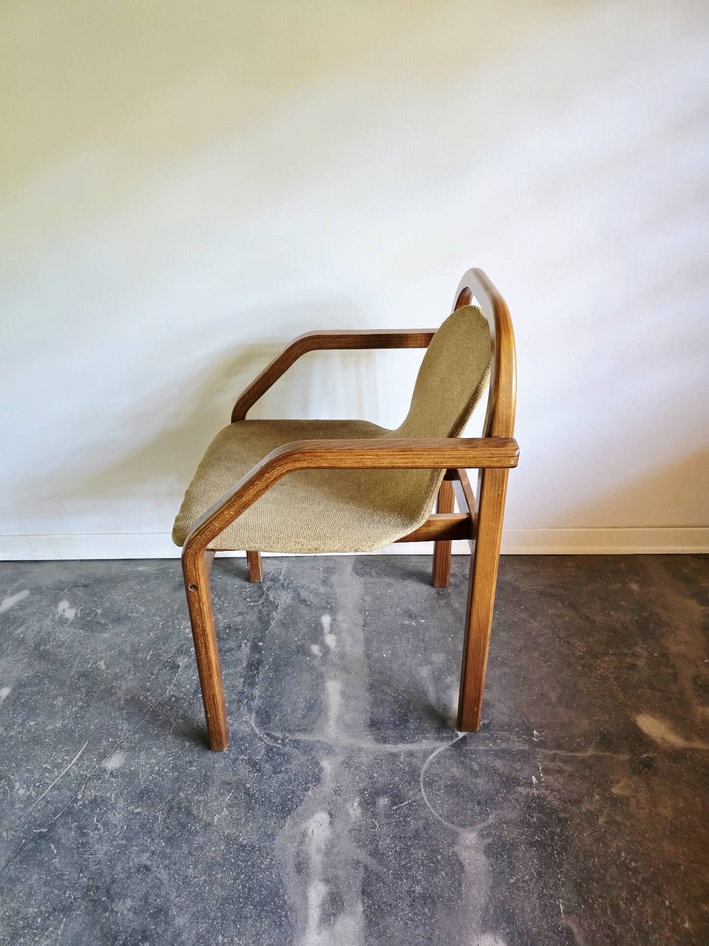 Bentwood armchair from the 1980s, upholstered, Scandinavian style, for dining room or office.