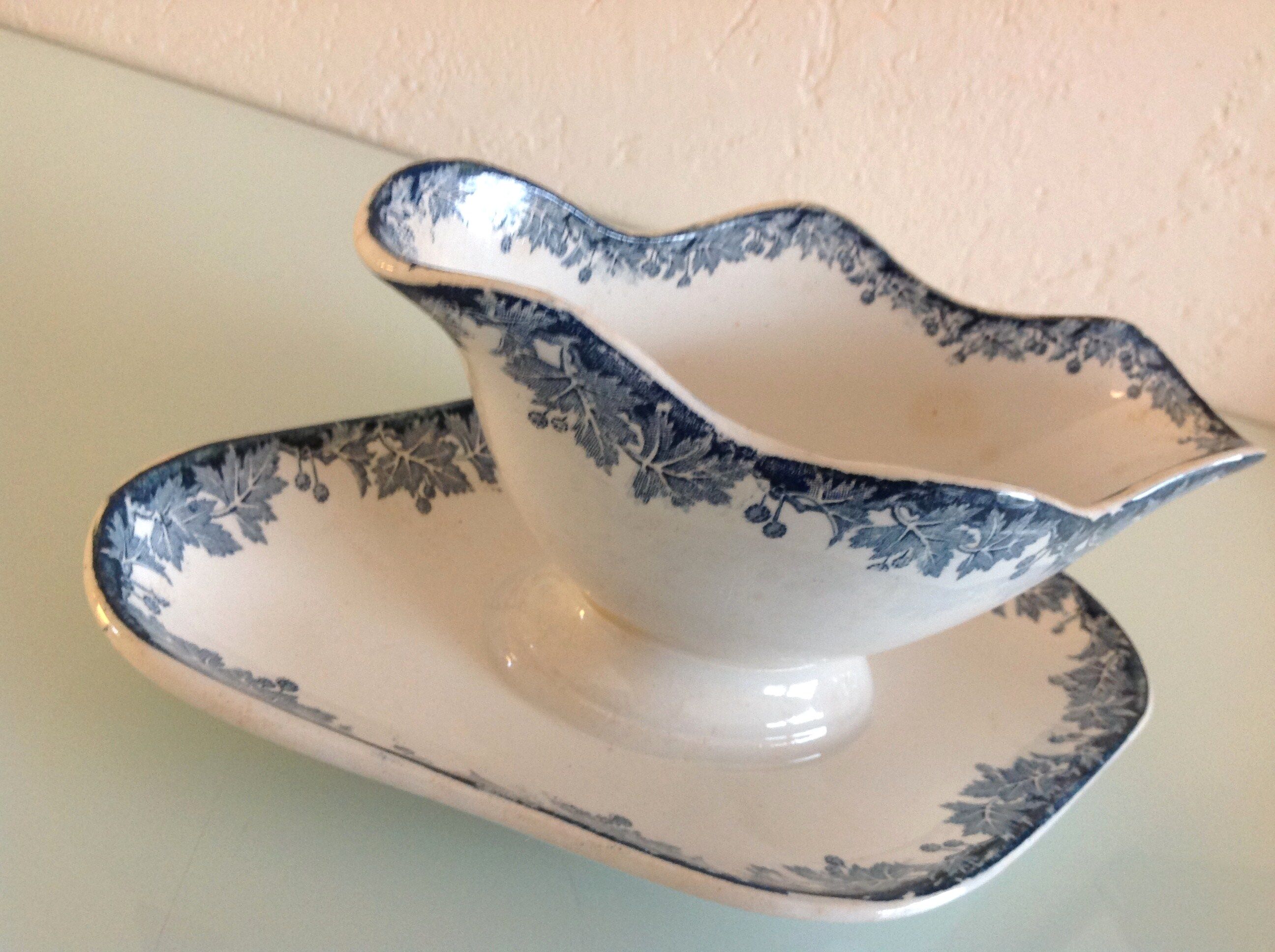 Saucière decor platane des faienceries  de St Amand et Hamage / vintage années 40-50