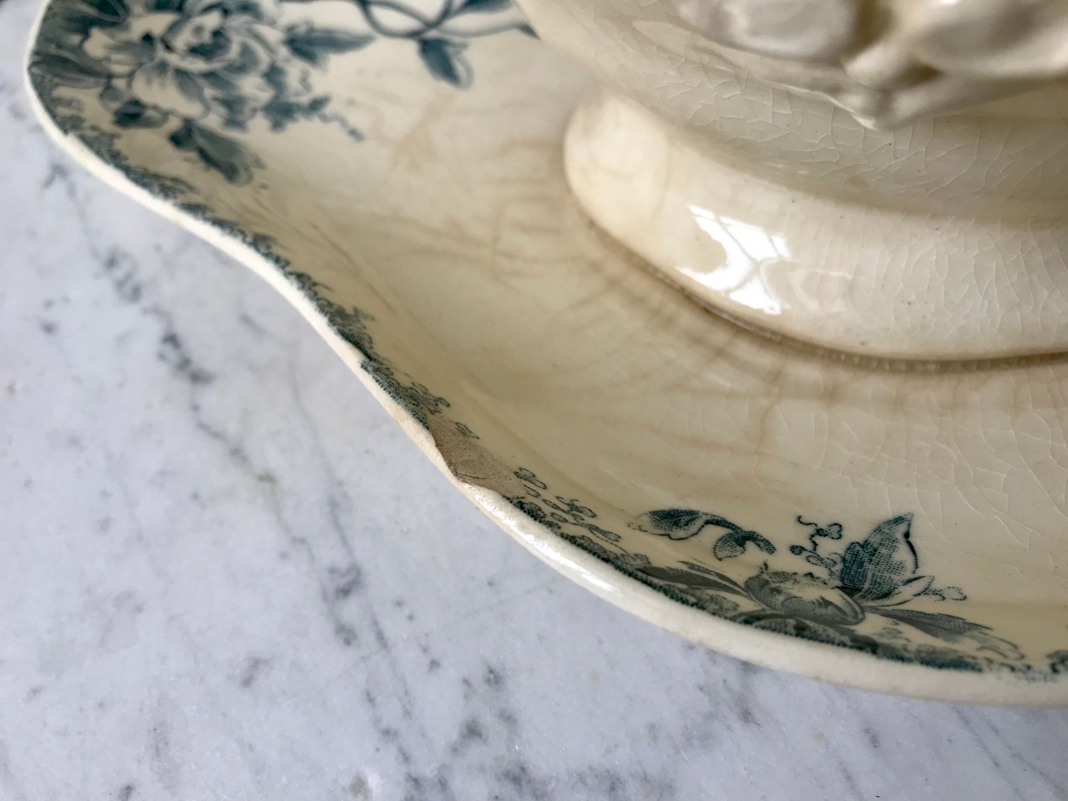 Saucière Terre de Fer Gien model "Milan" XIXth