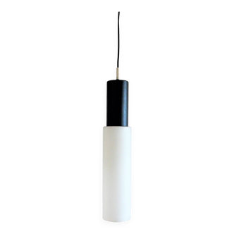 Large black and white glass pendant lamp by Evenblij, 1960's
