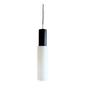 Large black and white glass pendant lamp by Evenblij, 1960's
