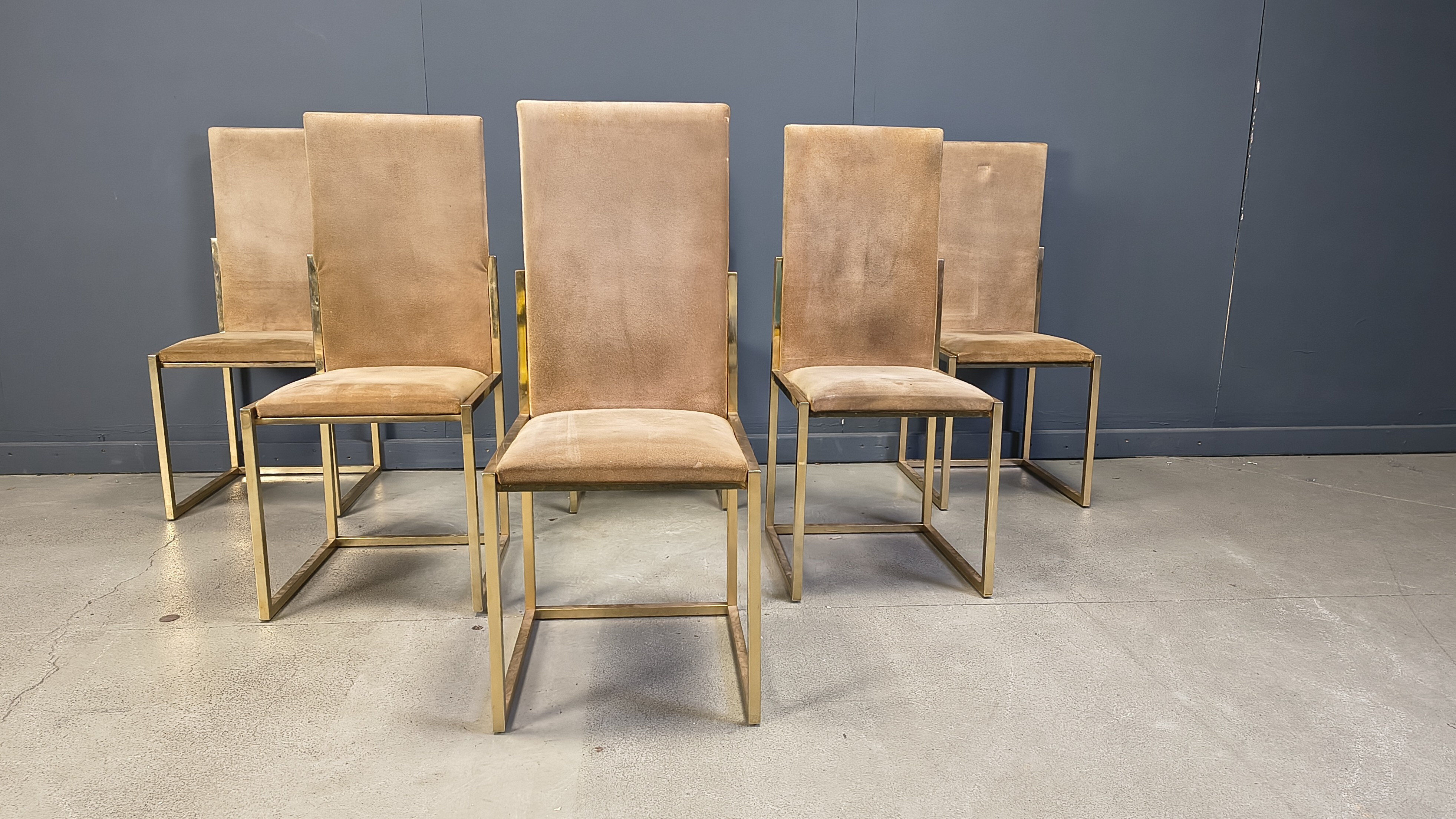 Brass dining chairs by Belgochrom, 1970s - set of 6