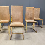 Brass dining chairs by Belgochrom, 1970s - set of 6