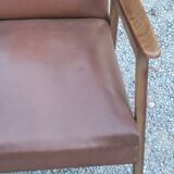 Pair of vintage Scandinavian style armchairs with moleskine compass legs from the 1950s