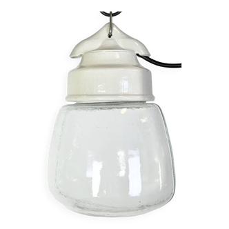 Vintage White Porcelain Pendant Light, 1970s