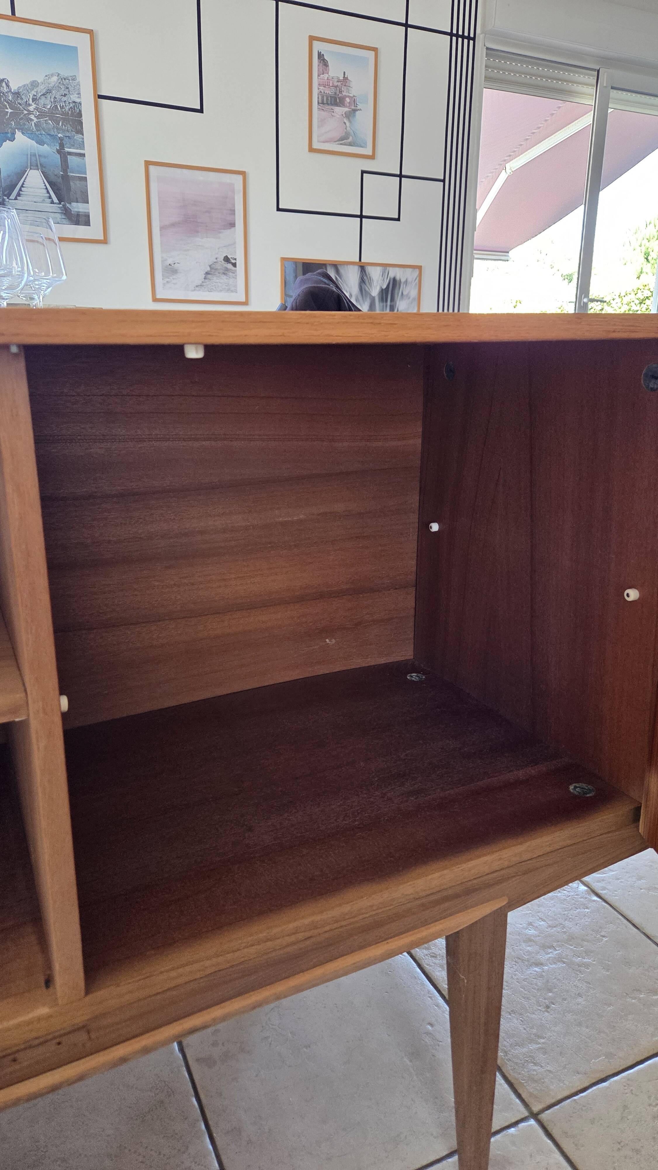 Large vintage teak sideboard 220 cm – 1960s/70s – Scandinavian design