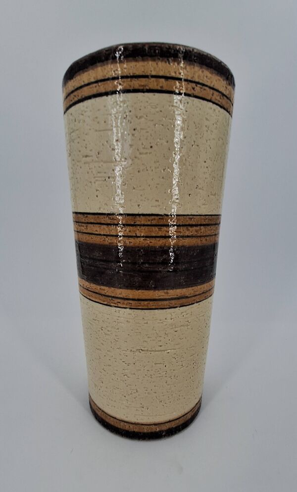 Vase rouleau en céramique par Aldo Londi pour Bitossi, modèle Sahara, Italie mid century