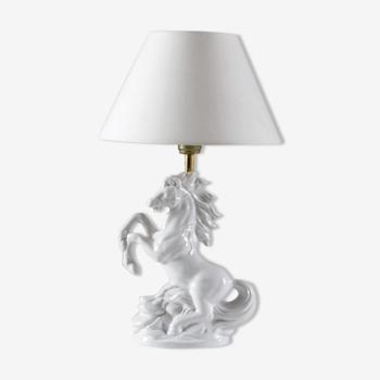 Ceramic Prancing Horse lamp, France 1980s