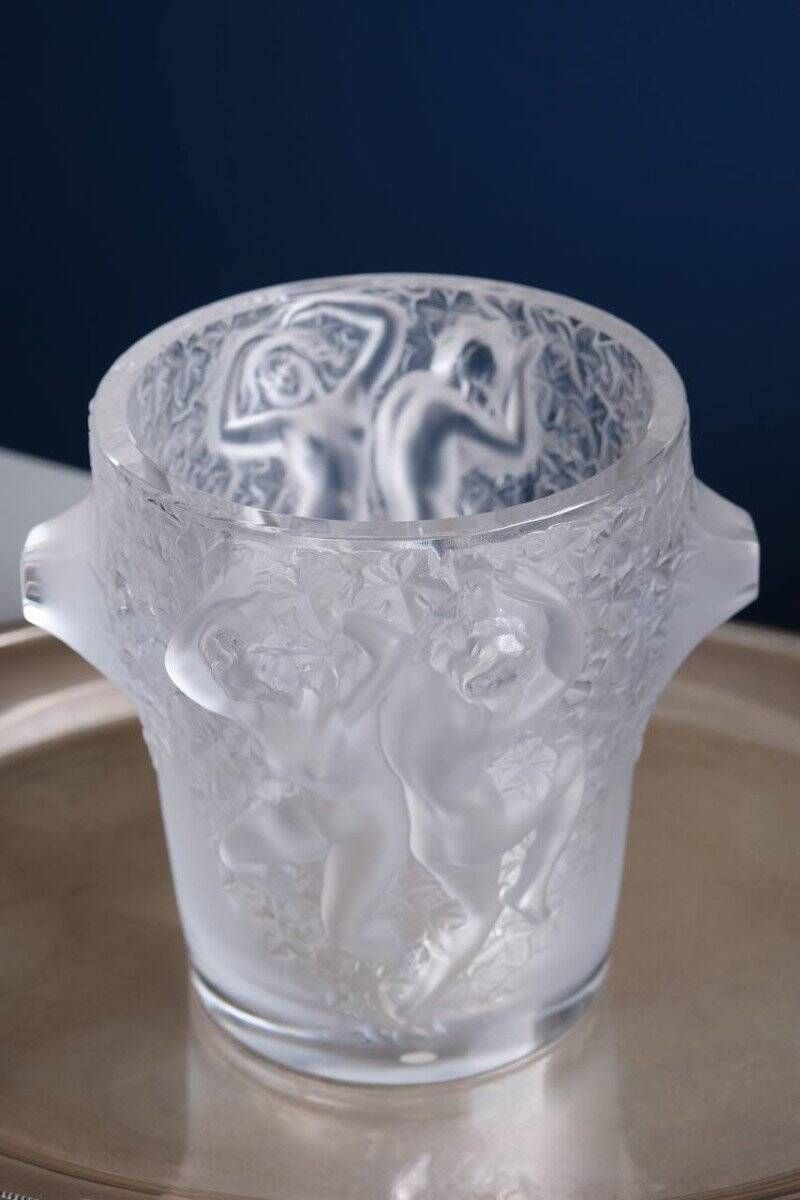 Champagne Bucket “Ganymede” Crystal Vase by Lalique, 20th Century