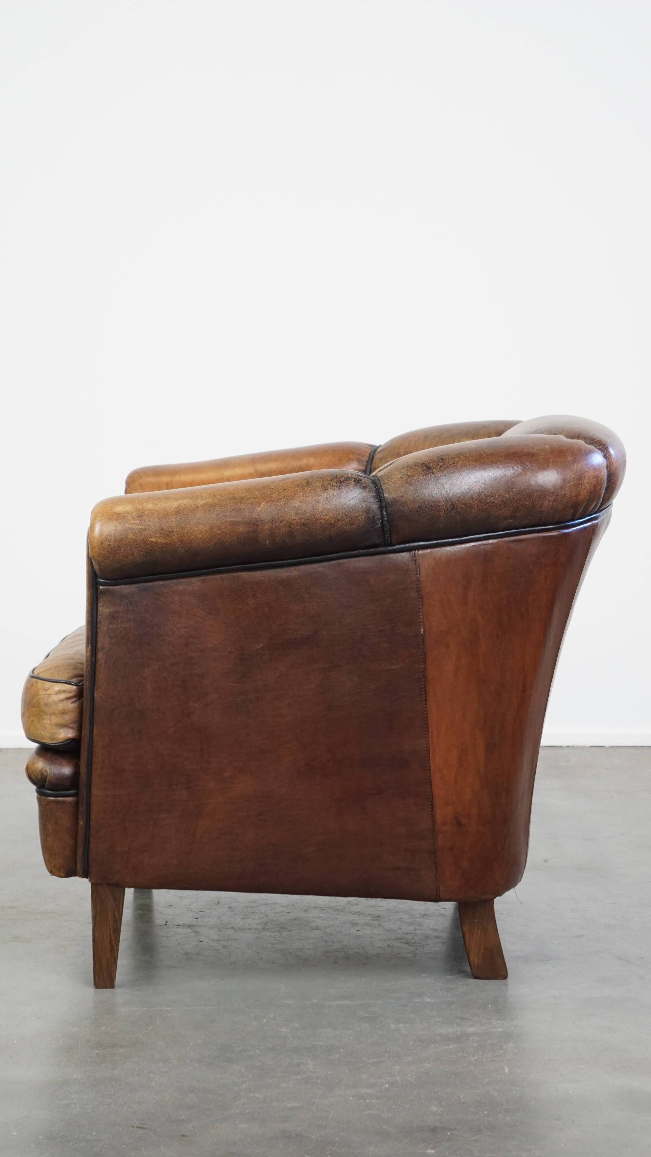 Vintage Sheepskin Leather Club Chair