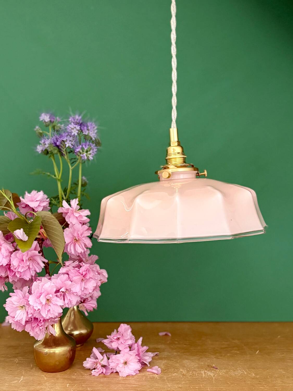 Vintage pink opaline pendant light