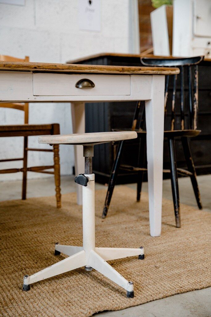 Industrial Cream Stool