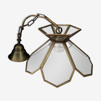 Vintage Pendant Lamp Glass and Brass