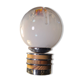 Vintage Murano glass lamp Mazzega, 22x15, chrome and wood Italy 1970