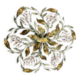 Large Florentine Tole Crystal Flushmount 1960’s