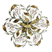 Large Florentine Tole Crystal Flushmount 1960’s