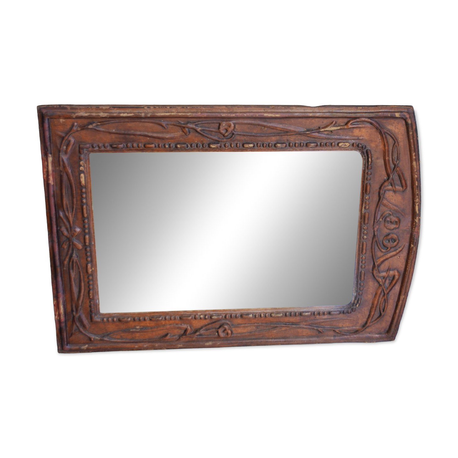 Papier Mache French Art Nouveau Framed Mirror circa 1900