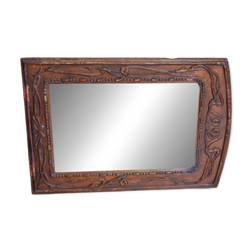 Miroir encadré en papier mâché Art Nouveau français vers 1900