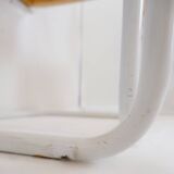 Set of 4 Italian rattan and white metal chairs