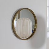 Round brass mirror from the mid-century by Glasmäster in Markaryd, Sweden, 1960s.