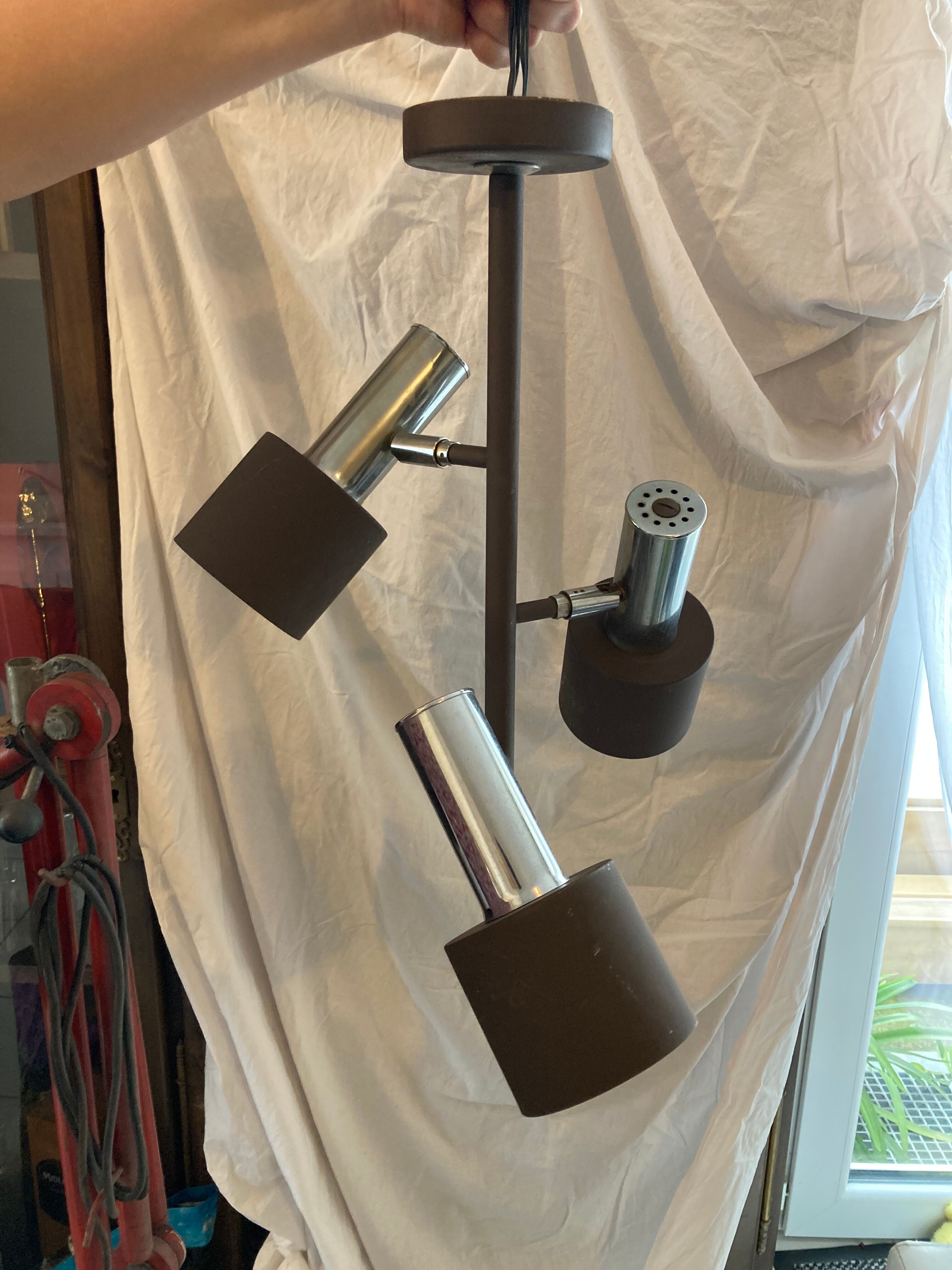Metal ceiling lamp 3 spot vintage year 70
