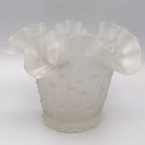 Vintage vase in frosted italian glass tulip shape with ruffled edge