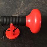 Vintage wall lamp in orange metal and black plastic, adjustable