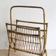 1960s Czechoslovak Rattan Magazine Rack with Tall Handle