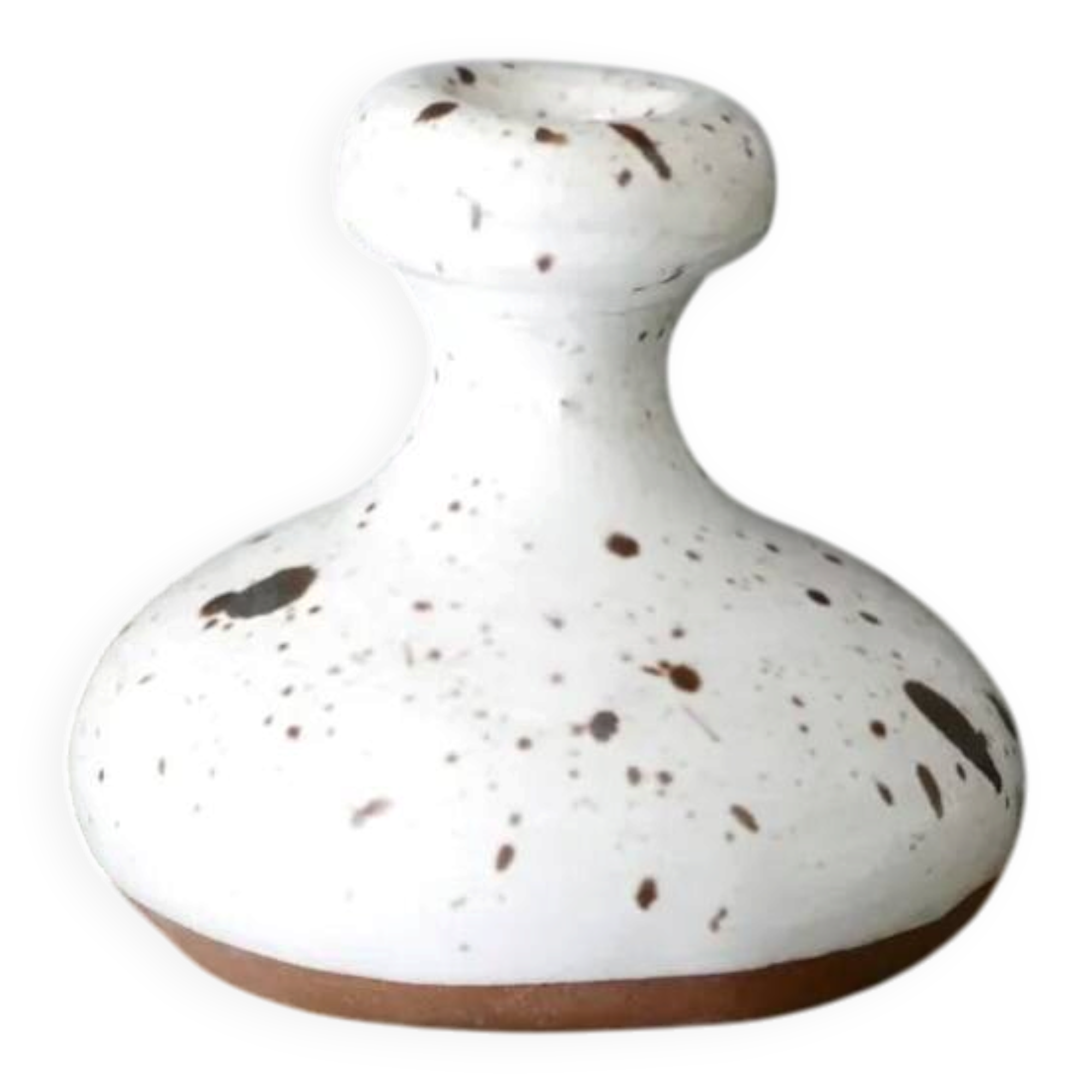 White speckled black ceramic vase with a neck, 1960s.