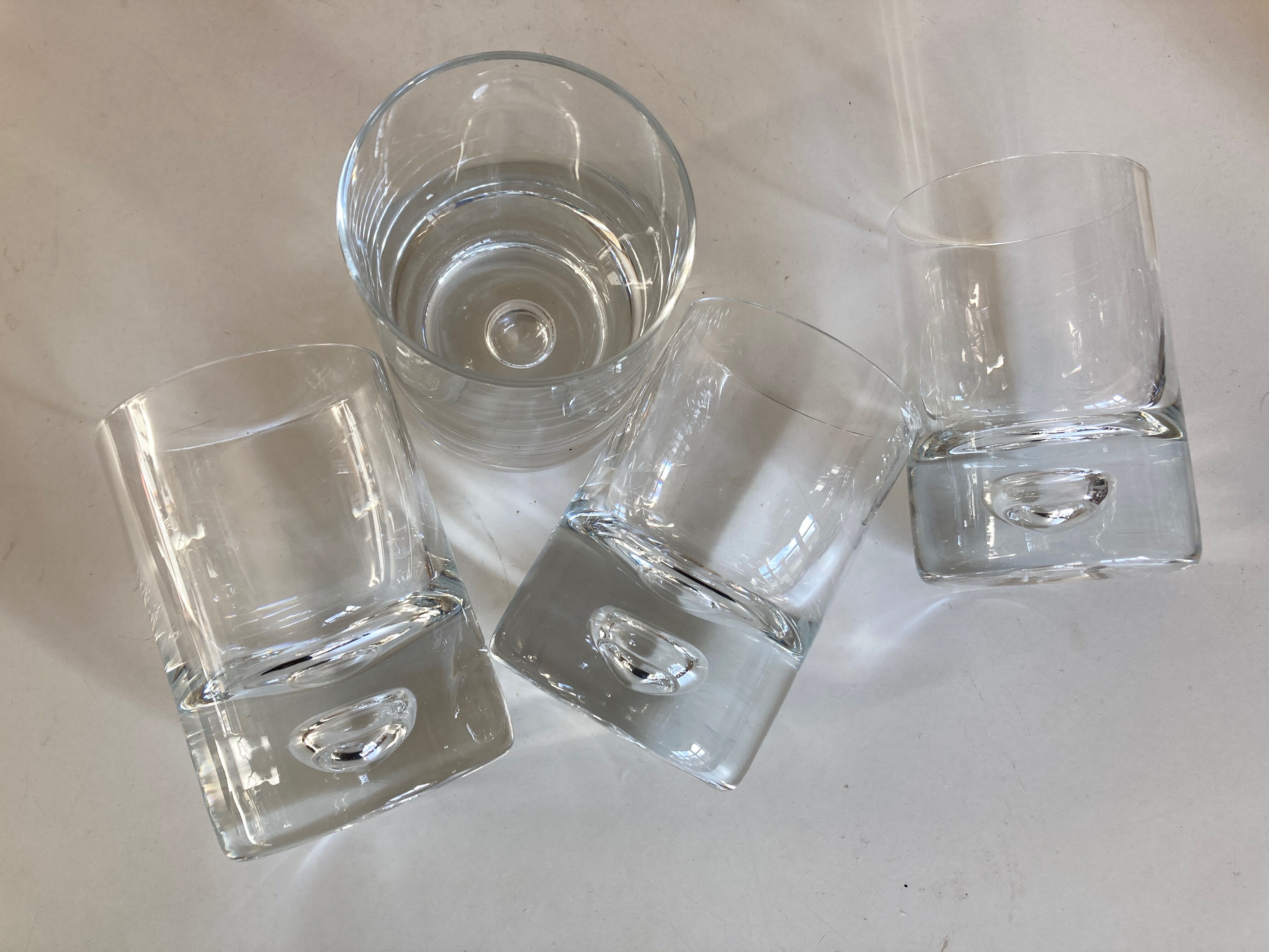 Set of 4 glasses bubble whiskey cups 1970