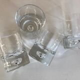 Set of 4 glasses bubble whiskey cups 1970
