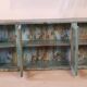 Old sideboard burmese teak enfilade blue-grey patina