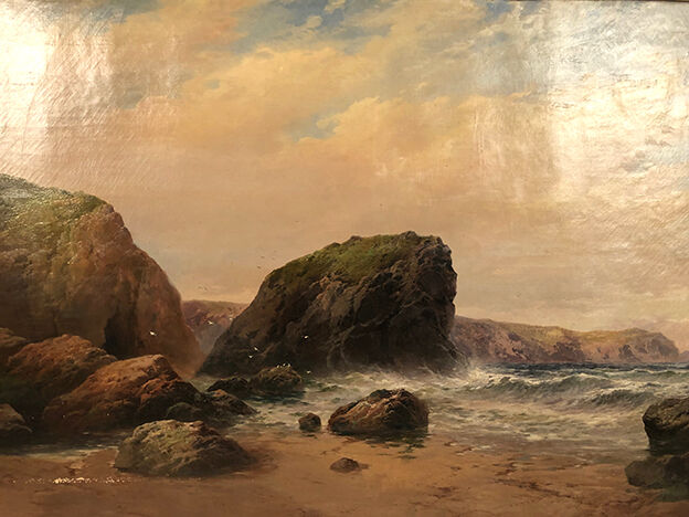 George Henry Jenkins (1843-1914). The shore, very large oil on canvas framed.