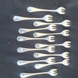 12 Christofle Dessert Forks Mle Crossed Ribbons Silver-Plated Metal