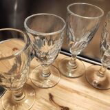 12 small twisted bistro glasses, 19th century