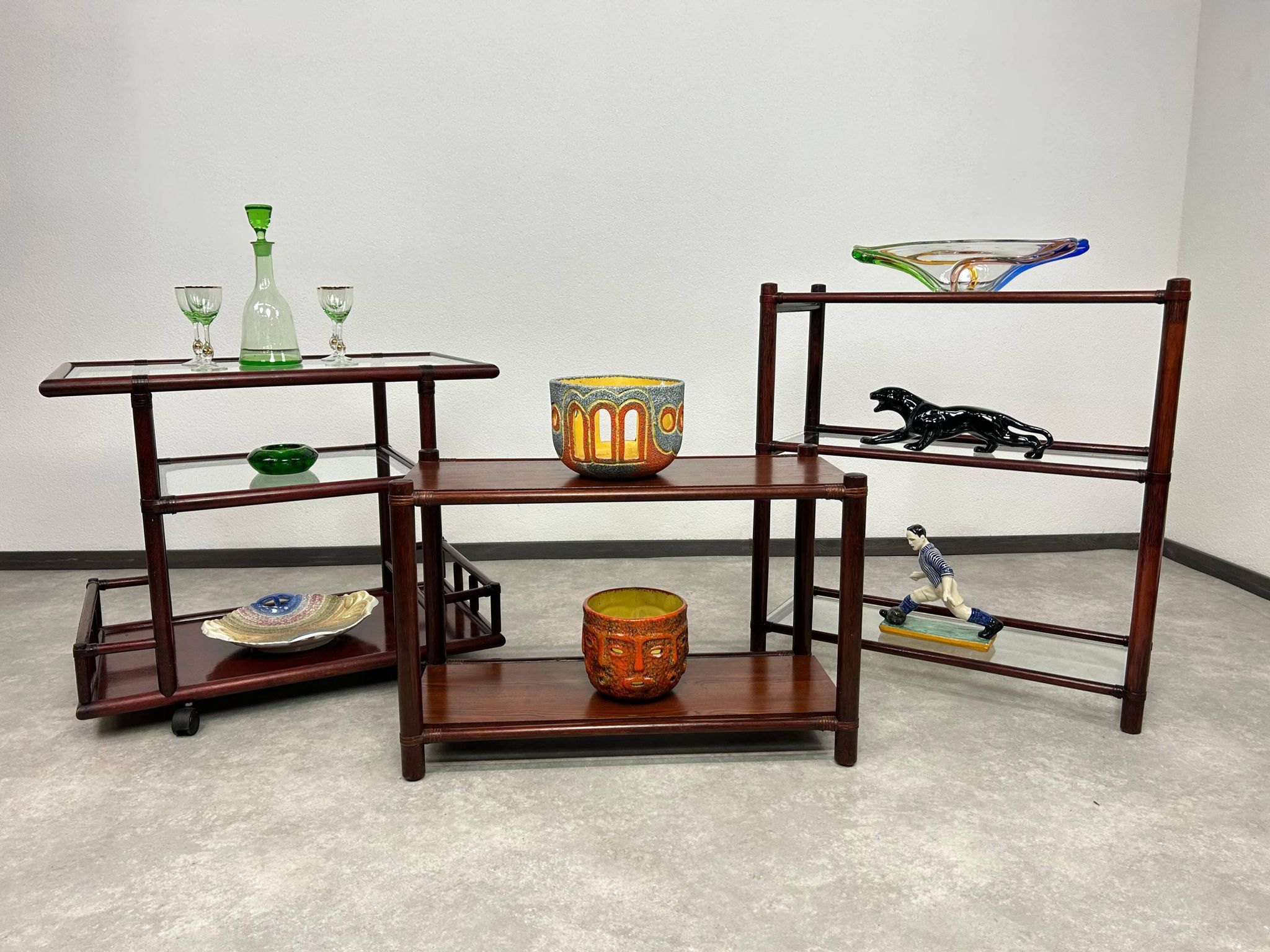 Mid-century modern bamboo side table by Gervasoni