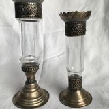 Brass and glass candle holders