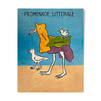 Affiche original Promenade du Litorale par Raymond Savignac 1993- Petit Format - On linen