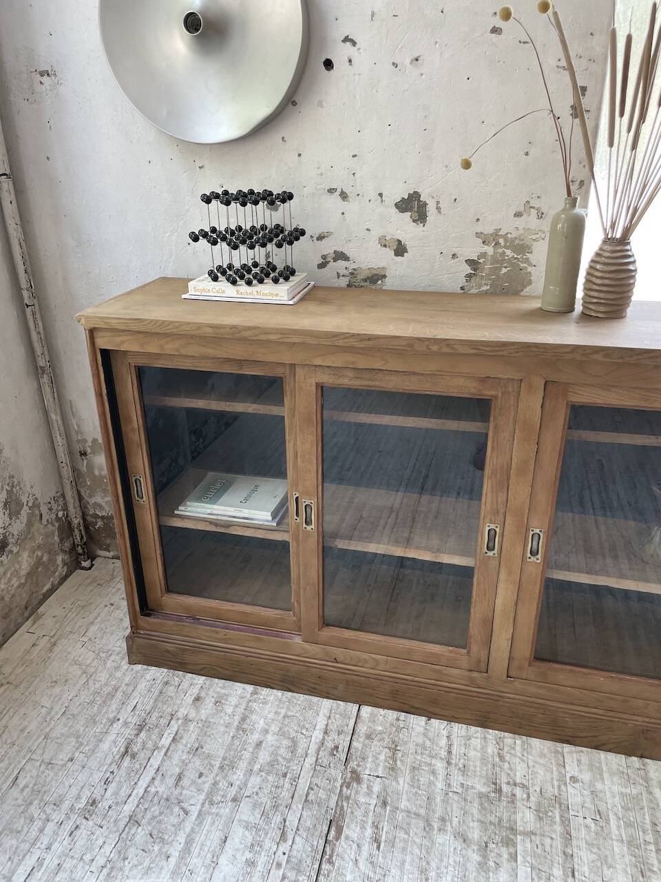 Oak sideboard with glass doors