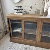 Enfilade meuble de métier chêne portes vitrées