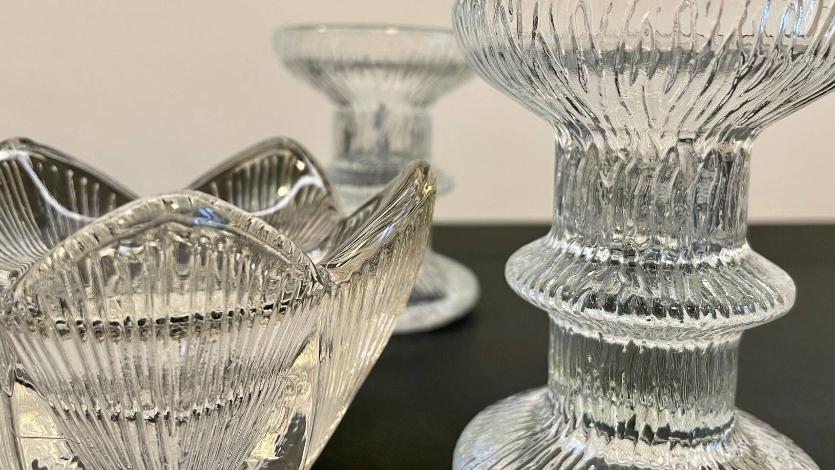 Vintage-style crystal candlesticks in the style of LITTLA