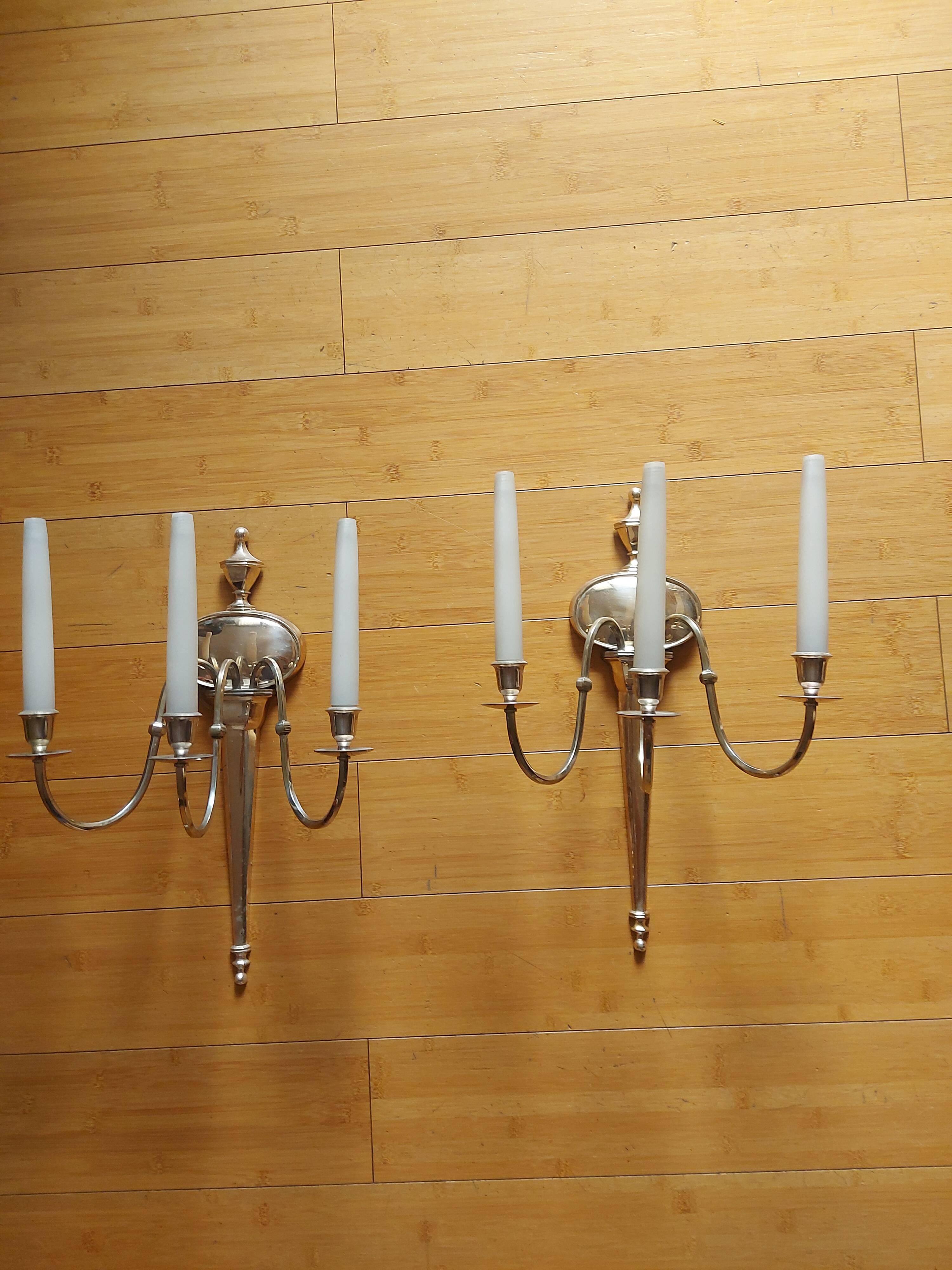 2 silver bronze wall lights